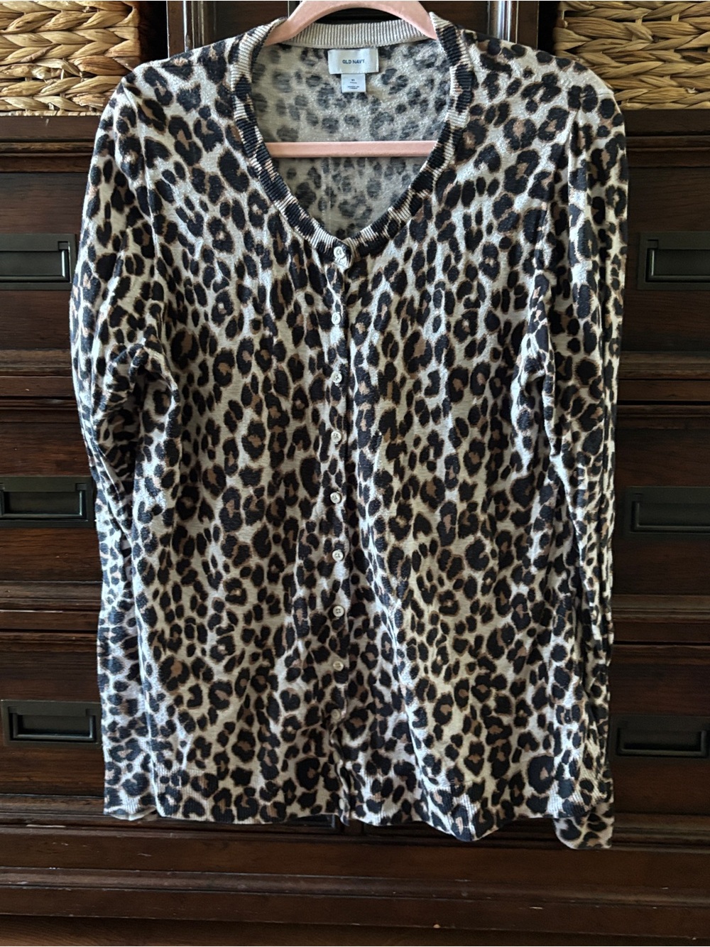 Old Navy Leopard Print Button-Front Cardigan - Brown/Black/Cream